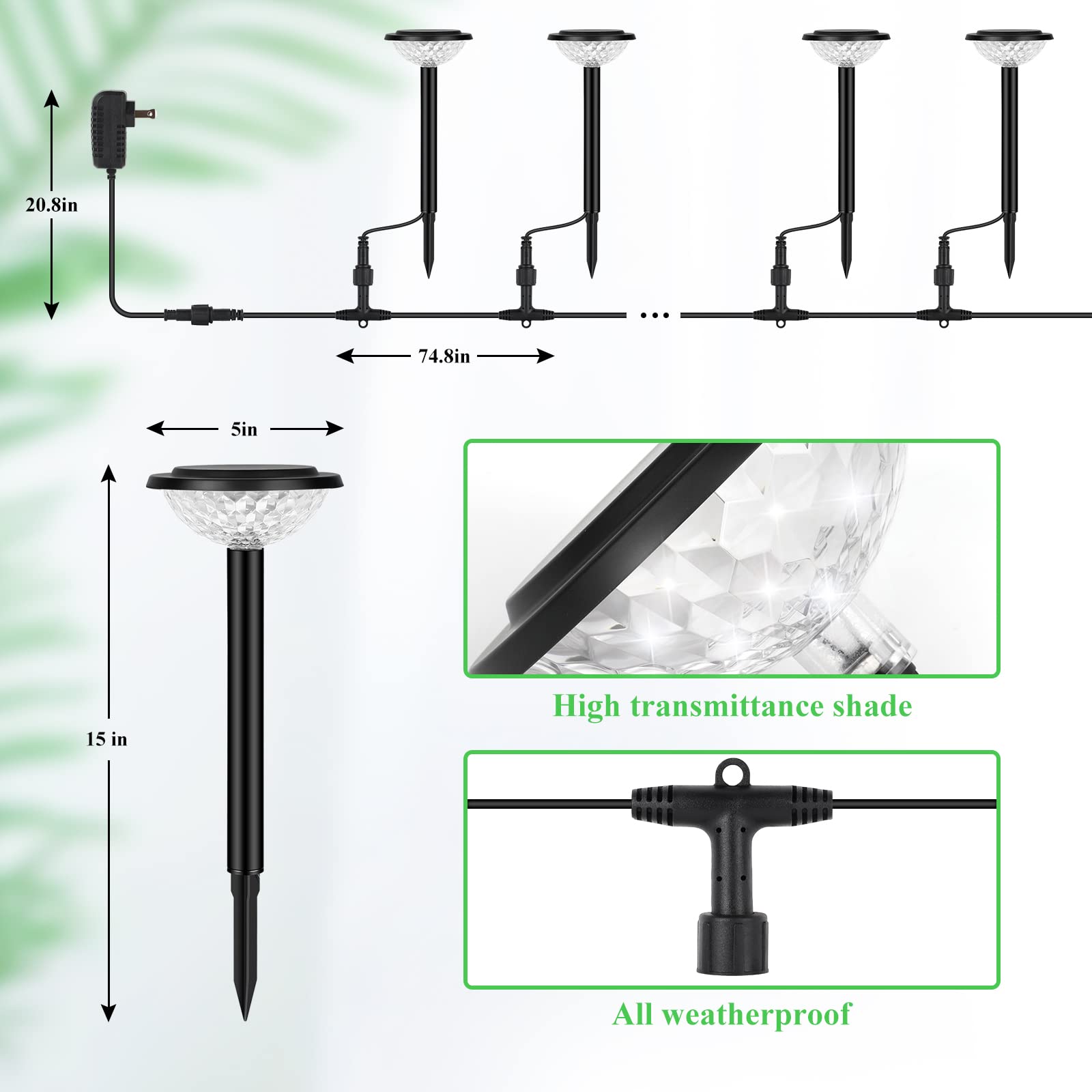 Brightever 8-Pack Outdoor Pathway Lights with Remote Controller, Low Voltage Color Changing LED Landscape Lighting, Warm White Garden Lights Waterproof for Walkway Backyard Lawn Decoration