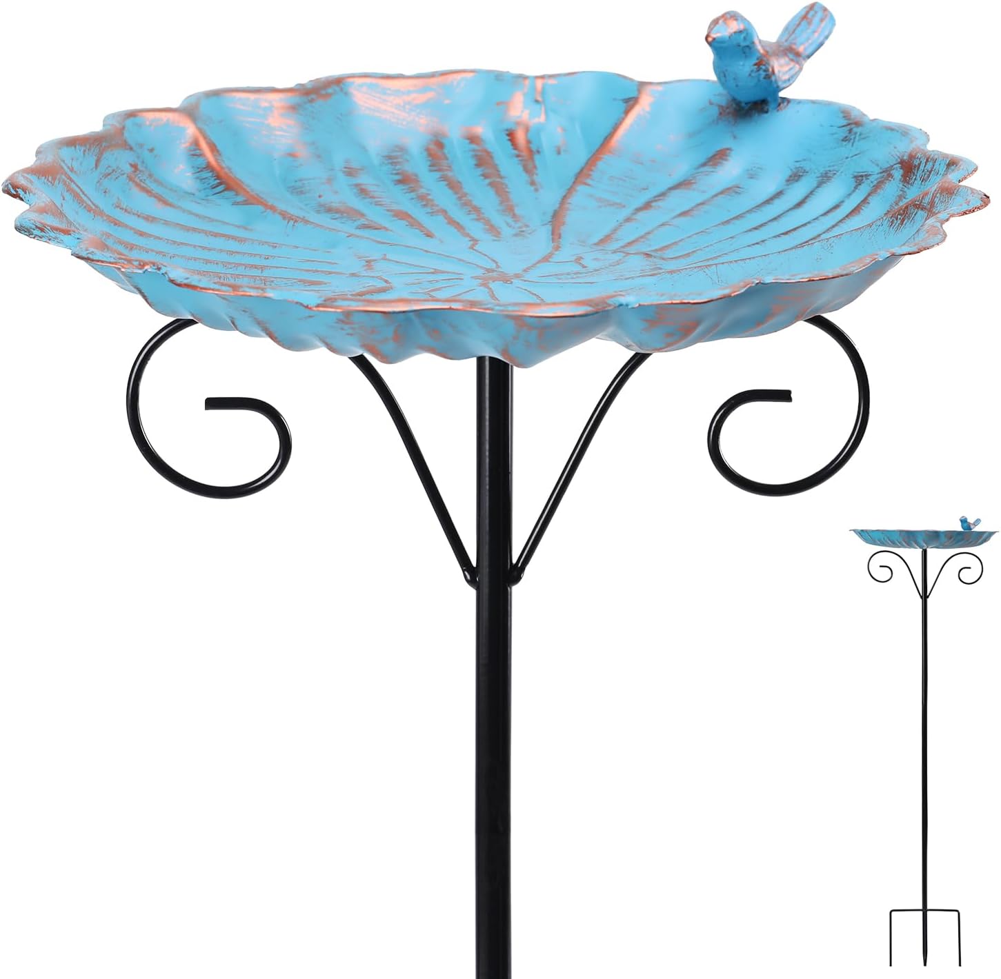 VCUTEKA Bird Baths for Outdoor, Metal BirdBath Bowl for Garden Yard Decor