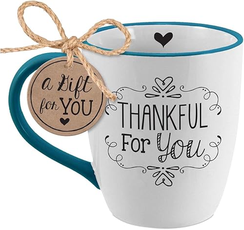 Lighthouse Christian Products Taza de café de cerámica de 20 onzas con ribete verde azulado