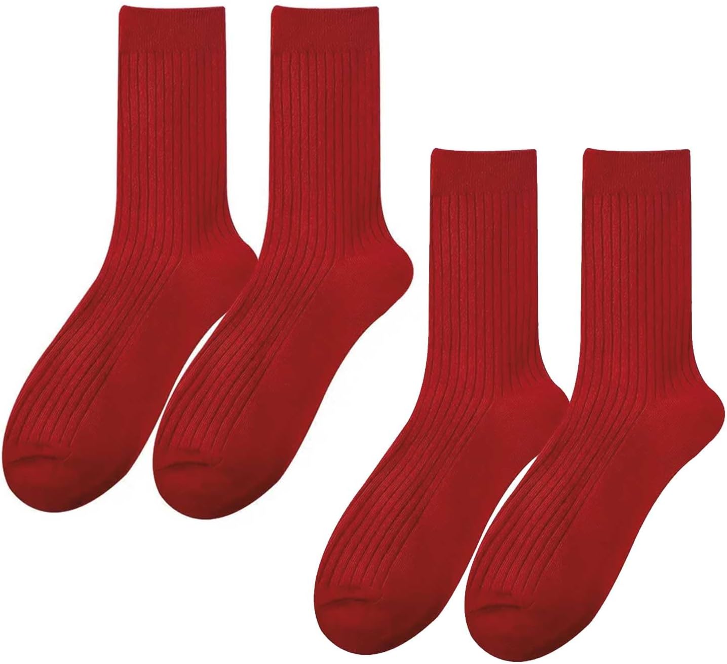 Calcetines rojos mujer: 2 pares calcetas al tobillo, acanaladas, medias ...