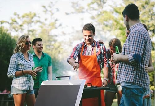 Miniatura 9 de Jforest Tapa dura de parrilla de 28 pulgadas, cubierta con bisagras con mango resistente al calor, compatible con parte superior de parrilla