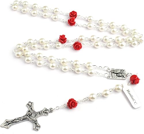 Miniatura 3 de Hedi 6mm Perla Católica rosario de vidrio con Lourdes como pieza central