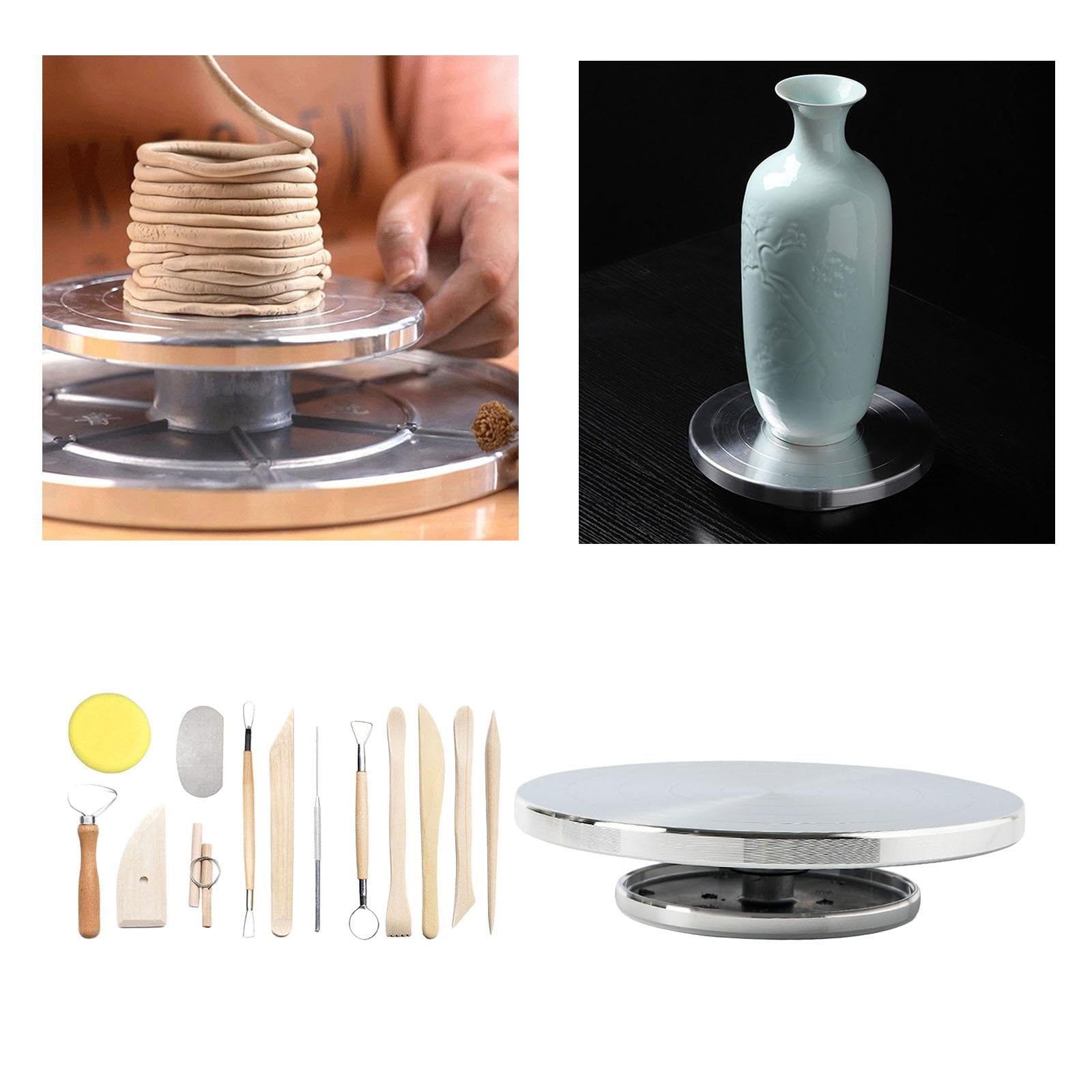 Tornio Da Vasaio Attrezzi Modellazione Scultura Rotazione Regolare Accessori Torno Da Tavolo Manico in Legno Argilla Adatto per Laboratorio Artistico