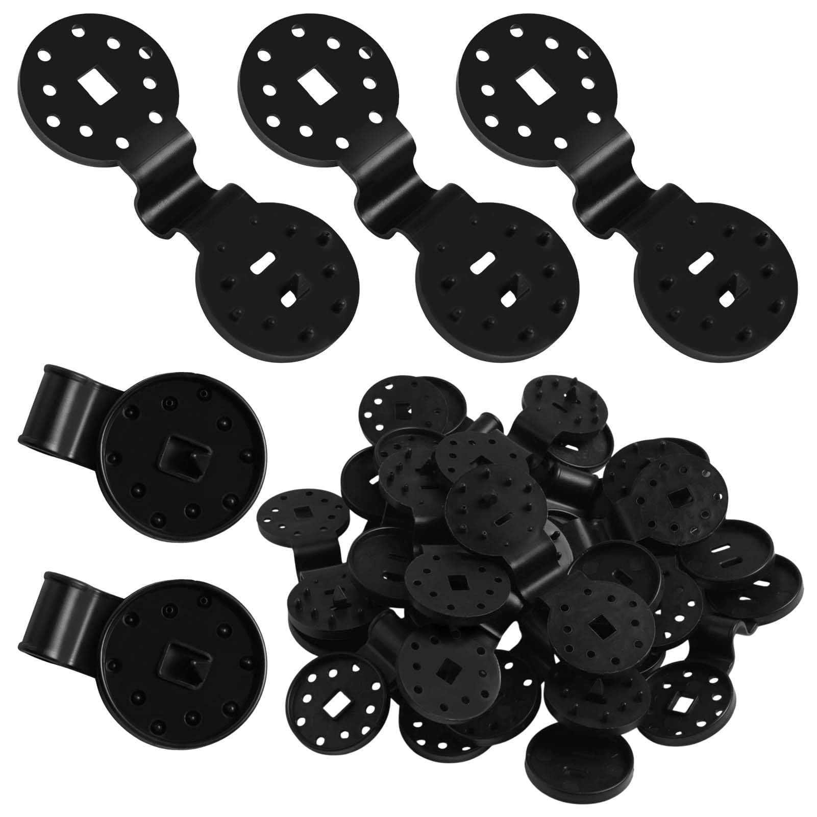 Clips en plastique ronds pour filets d'ombrage LEONTOOL - Lot de 100 pinces noires de jardin