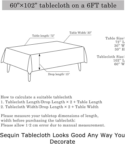 Miniatura 6 de ShinyBeauty manteles para fiestas, tela de lentejuelas, manteles para mesas rectangulares Segin -0727S