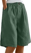 White Linen Shorts Women Chic Summer Short Pants With Pockets Fluid Casual Bermuda Elastic Large Size Large Beach Shorts Sport Cheap Comfortable Capri Jogging