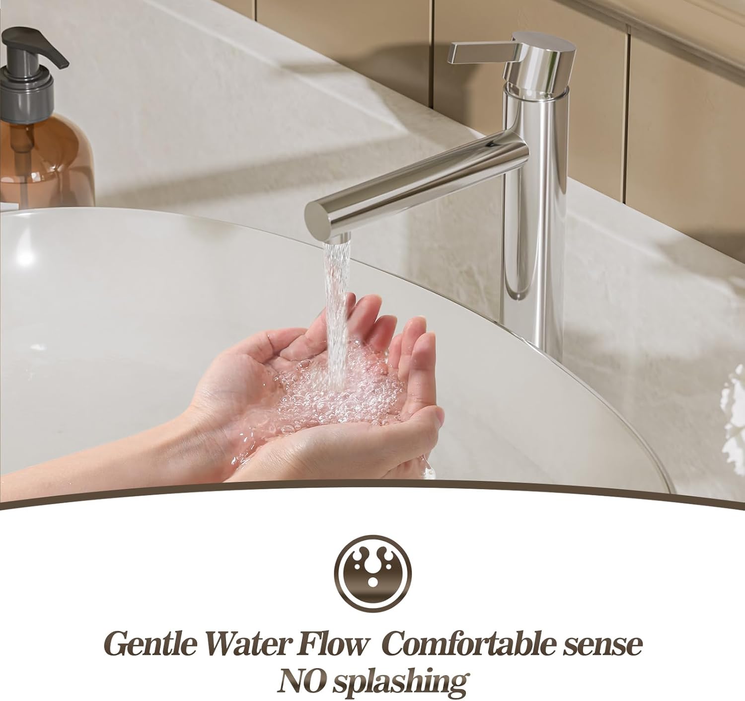 Phiestina Chrome 1 Hole Tall Bathroom Vessel Sink Faucet, Single Hole Single Handle High Bathroom Faucet, with Pop Up Drain and Water Supply Line,FH01-C-V
