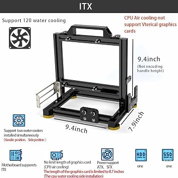 PC Creative Assembly Frame Test Bench，Open Air Frame Case, DIY Computer Motherboard Case Rack, ITX ATX MATX/EATX Open Aluminum Frame Chassis (ITX)