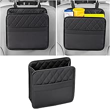 Mandark Car Seat Back Organizer, PU Leather Vehicle Backseat Hanging Storage Pocket, Multipurpose Auto Travel Essentials Accessories for Kids & Adults, Universal for Most Cars (Black)