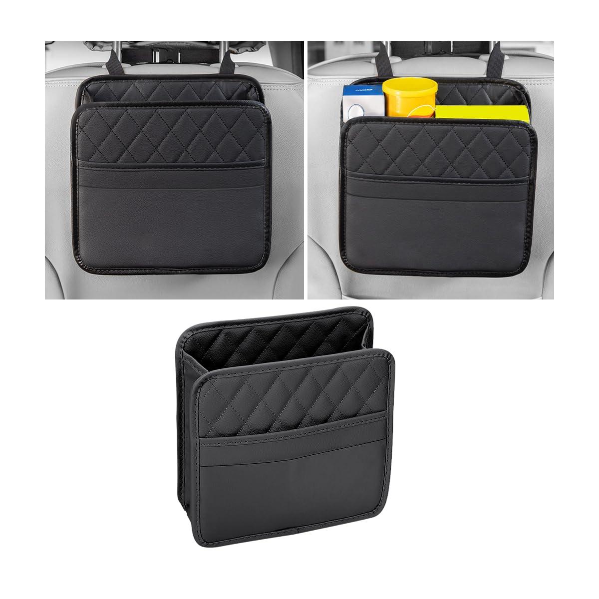 Mandark Car Seat Back Organizer PU Leather Vehicle Backseat Hanging Storage Pocket Multipurpose Auto Travel Essentials Accessories for