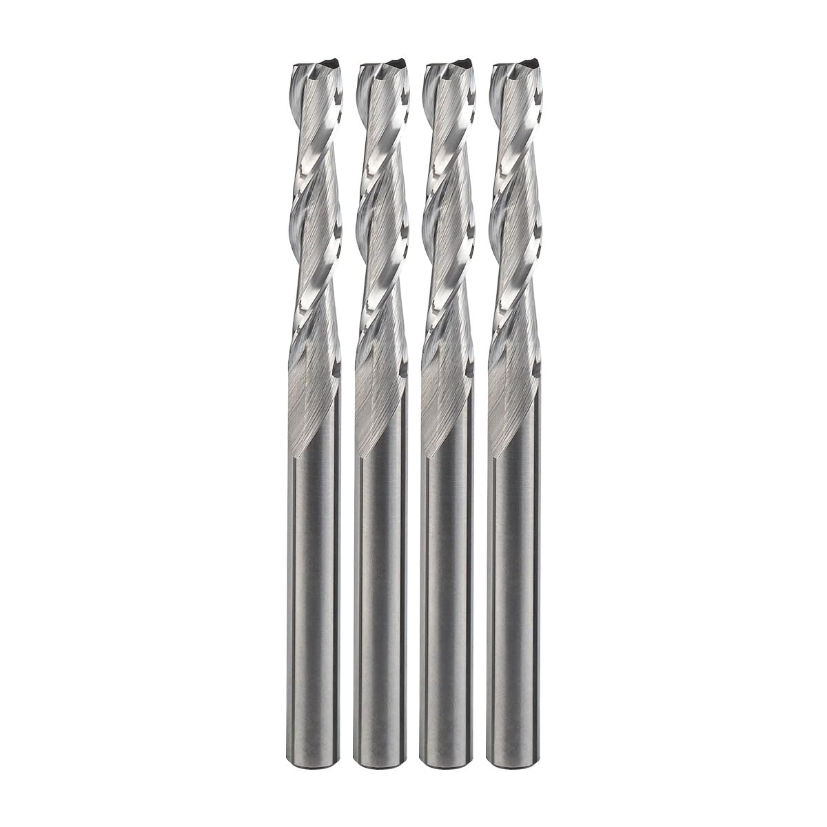 Brocas de enrutador de carburo sólido, CD de 0.25 pulgadas, SH, 1-0.5 pulgadas, corte hacia arriba, 2 flautas, paquete de 4, brocas en espiral hechas en Estados Unidos para CNC
