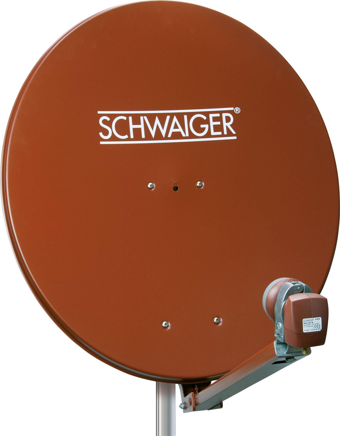 Schwaiger - SPI1000.2 - Aluminium offset-antenne, satellietschotel, SAT-installaties 100 cm (39,4 inch), met LNB-draagarm en masthouder, baksteenrood Schwaiger - SPI1000.2 - Aluminium offset-antenne, satellietschotel, SAT-installaties 100 cm (39,4 inch), met LNB-draagarm en masthouder, baksteenrood