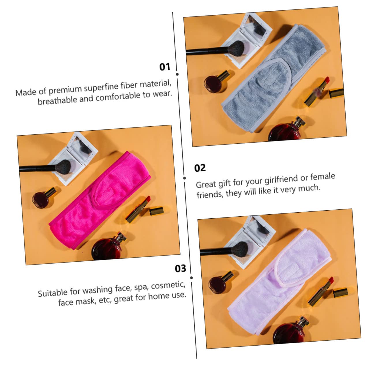 DOITOOL 12pezzi Fasce Per Makeup Microfibra Eleganti Fasce Elastiche Per Lavaggio Viso Trucco e Yoga Per Donne e Ragazze