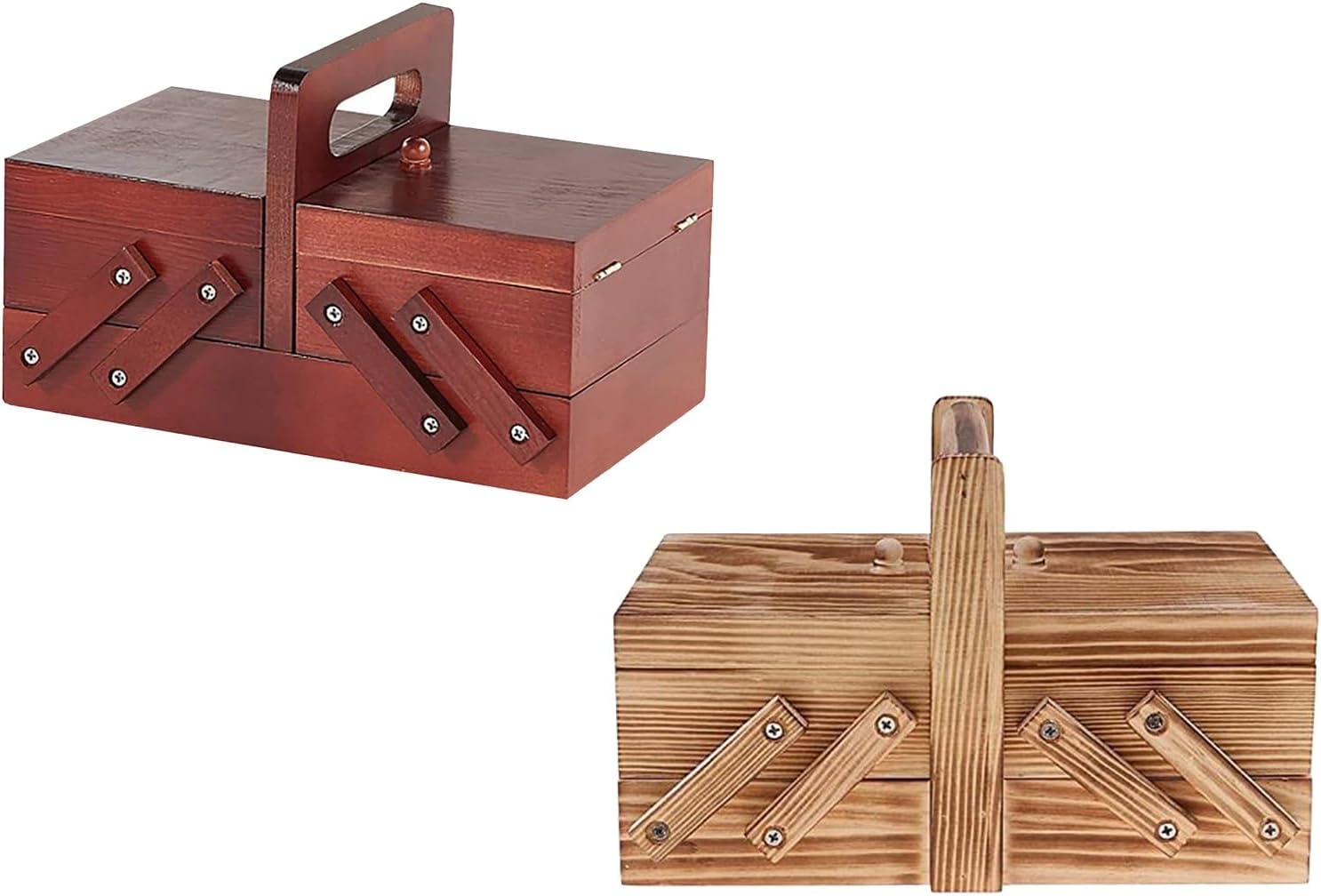 JSEIAJB Wood Sewing Kit Box Compartments Needles Thread Accessories Sew Basket Large(E)