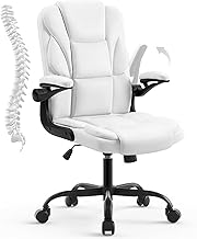 YAMASORO Cadeira de Escritorio Branca Cadeira Presidente Ergonomica com Braço Ajustável e Sistema Relaxar Cadeira para Escritorio, Branca