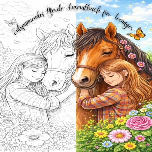 Entspannendes Pferde-Ausmalbuch fuer Teenager: Warum reden, wenn man Pferde malen kann - Mehr Pferde, weniger Drama, 47 Ausmalmo