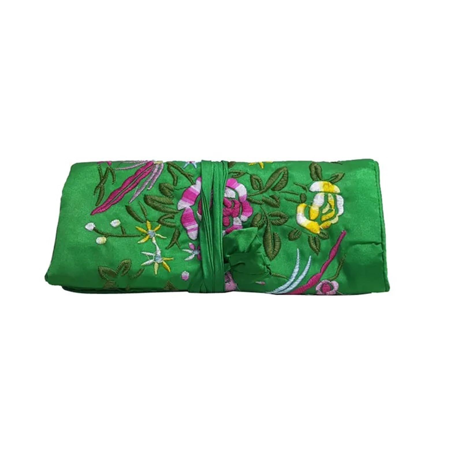 Portagioie Da Viaggio 12 pezzi Organizzatore di gioielli in seta ricamata Borsa da viaggio for anelli Collana Cerniera Rotolo ricamo