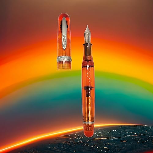 Miniatura 3 de Stipula Etruria Rainbow - Pluma estilográfica (naranja transparente), acero inoxidable, caligráfica (0.043 in)