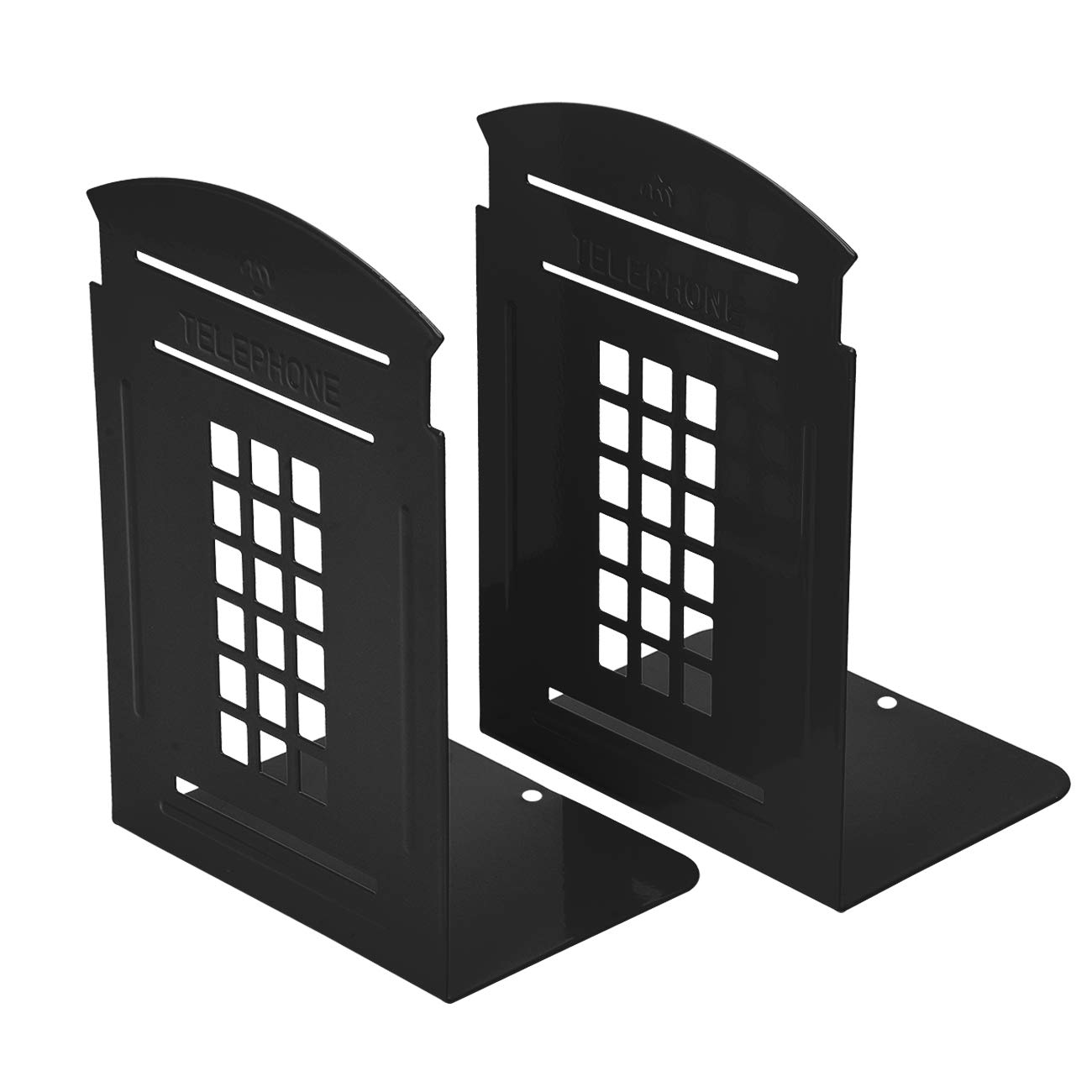 MerryNine 2 Pack Book Ends, Metal Bookends for Shelves Telephone Booth Decorative Boo kends, Non Skid Heavy Bookends, Book