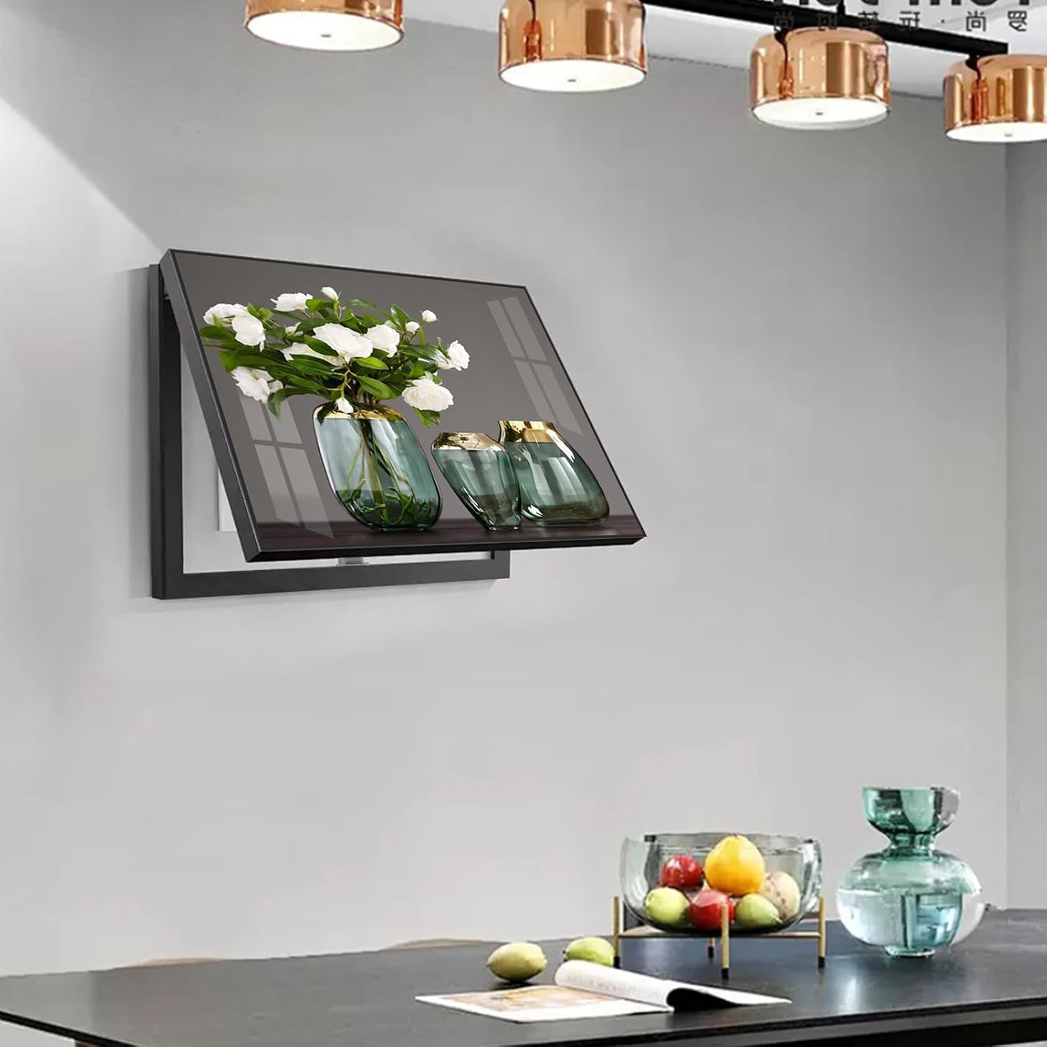 Modern Meter Box Cover, Wall Mounted Decorative Painting with Flower Pattern, Breaker Box Hide Distribution Panel Decoration (40 x 30 cm)