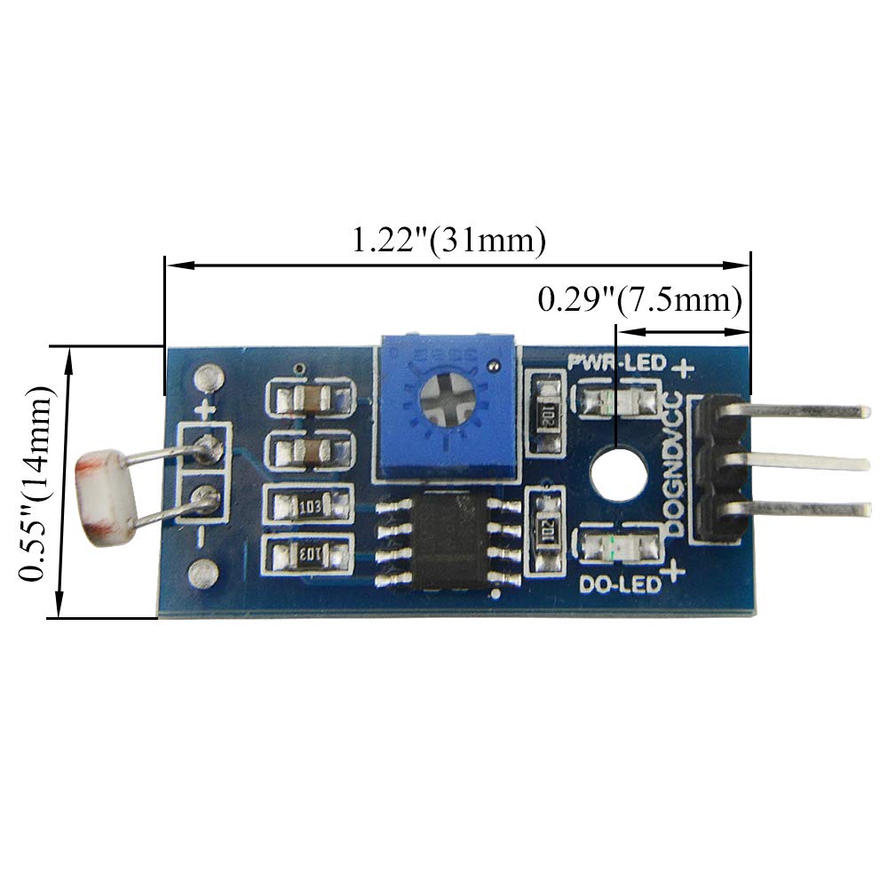 10PCS Photosensitive Sensor Module Digital Light Intensity Detection Photosensitive Resistor Module High Power High Efficiency Digital Measurement Electronic Practice DIY
