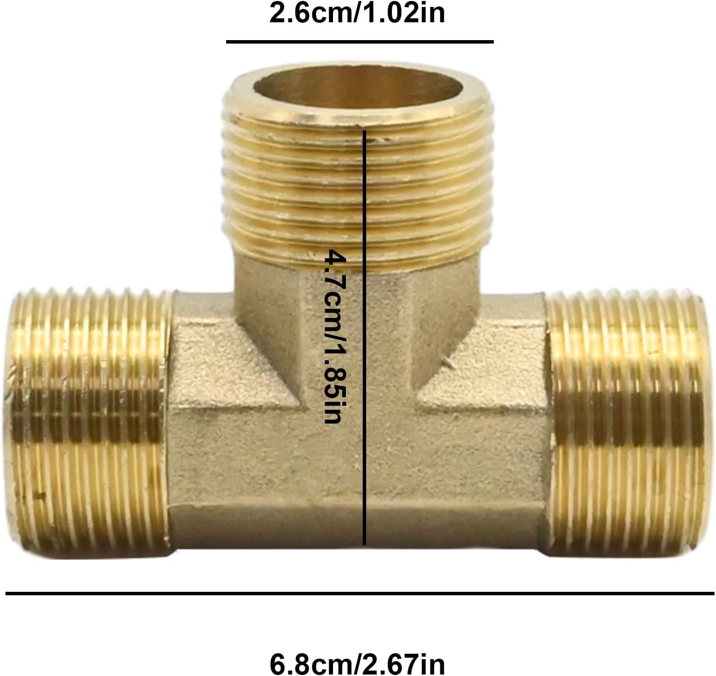 Anxingo 3/4 Inch 3-Way Hose Fitting, T-Shaped Coupler Adapter, Garden Hose Thread Connector for Fuel Natural Gas Refrigeration Instrumentation