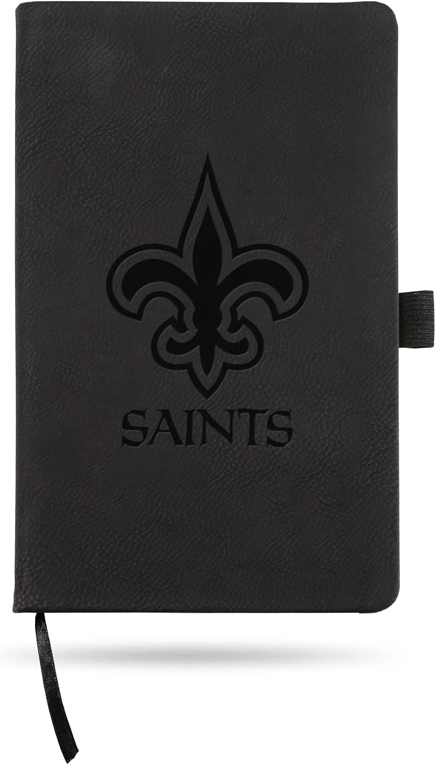 Rico Industries NFL New Orleans Saints Black Laser Engraved Small Notepad Journal/Notepad 8.25" x 5.25"- Office Accessory