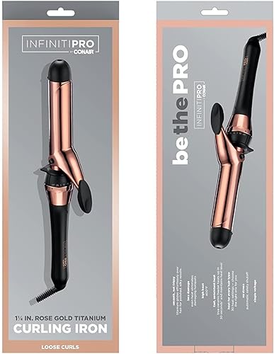 Miniatura 7 de INFINITIPRO BY Conair - Rizador de titanio de oro rosa de 1 14 pulgadas, barril de 1  de pulgada produce rizos sueltos, para uso en cabello medio y
