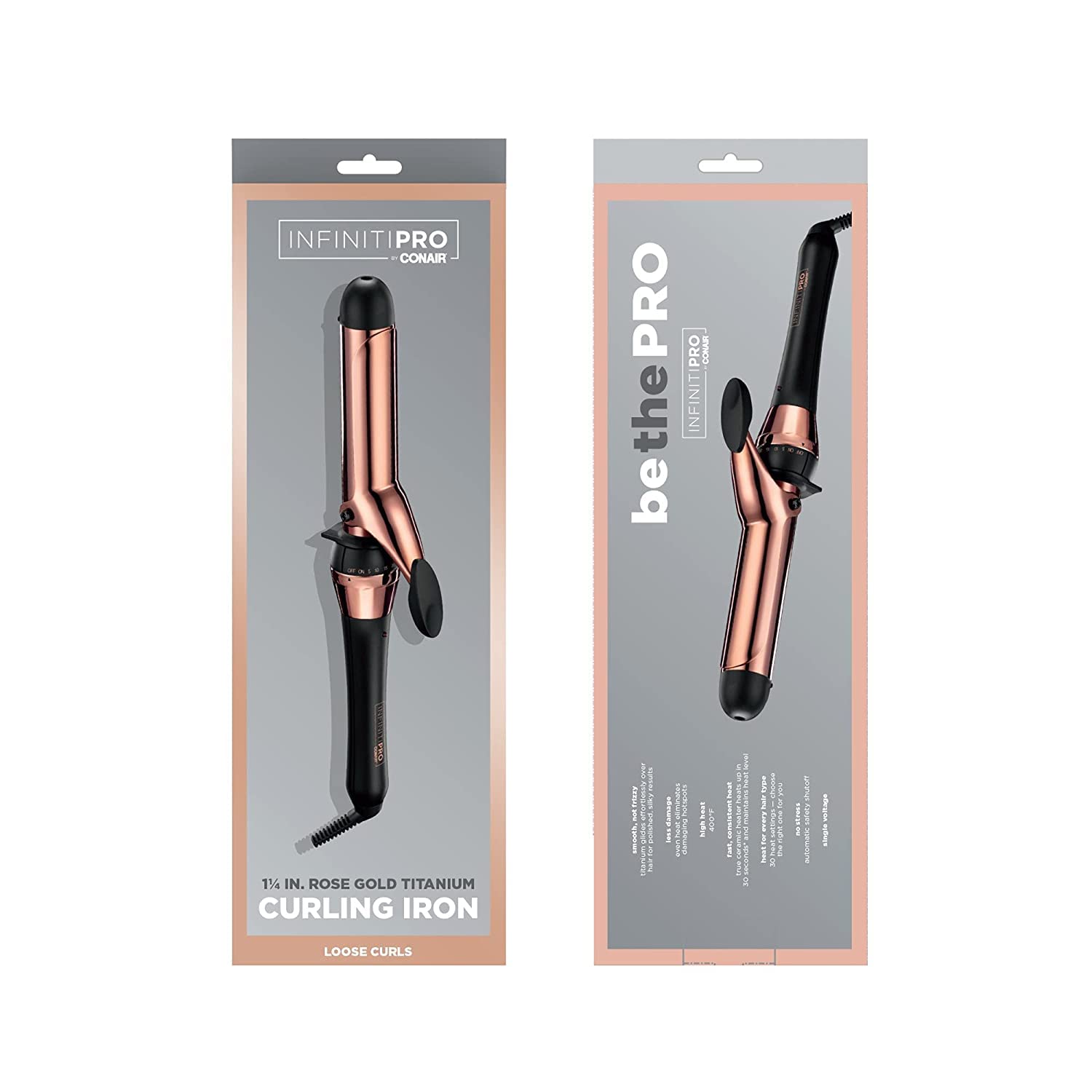 INFINITIPRO BY CONAIR Rose Gold Titanium 1 1/4-Inch Curling Iron, 1 ¼ inch barrel produces loose curls – for use on medium and long hair - Image 7