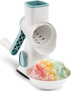 Rotary Ice Shaver with Handle Manual Hand Crank Snow Cone Maker Machine Qucik Shaved Ice Maker with Suction Feet, All Ice Cubes Fitted.Premium Portable Ice Crusher and Shaved Ice Machine.