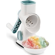 Rotary Ice Shaver with Handle Manual Hand Crank Snow Cone Maker Machine Qucik Shaved Ice Maker with Suction Feet, All Ice Cubes Fitted.Premium Portable Ice Crusher and Shaved Ice Machine.