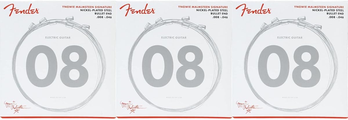 Fender Yngwie Malmsteen Signature Electric Guitar Strings - .008-.046 (3-Pack)