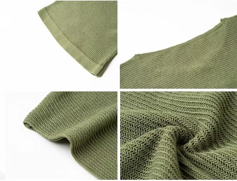 Sumleno Women's Trendy Short Sleeve Knit Tops V-Neck Crochet Hollow Out Oversized Sweater Summer Beach Coverup Pullover - Image 7