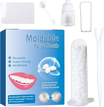 Tooth Filling Repair Kit,Dental Temporary Tooth Filling for Missing Broken, Moldable Fake Teeth, Halloween DIY False Teeth Prop Material Kit,Including Molding Tools
