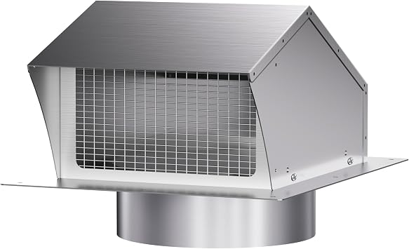 Roof Vent Cap 12 Inch Removable Roof Vent Dryer Vent Cap Stainless Steel Attic Vent Cap with Damper