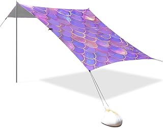 Beach Tent Sun Shelter Crystal Mermaid Scales Lightweight & Easy Setup Beach Shade Canopy for Camping Fishing