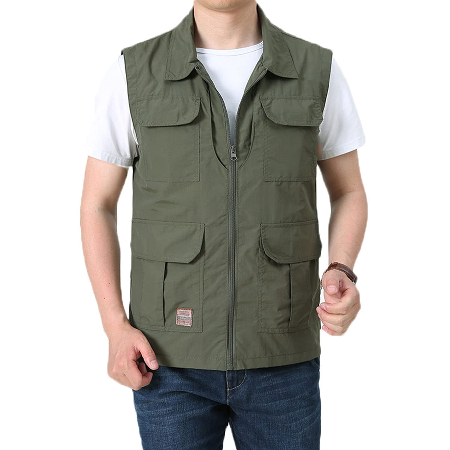 Chaleco para Hombre Multibolsillo Chaleco Casual Sin Mangas Chaleco De Pesca Exterior Chaqueta Transpirable De Secado Rápido para Fotografía Viajes Senderismo