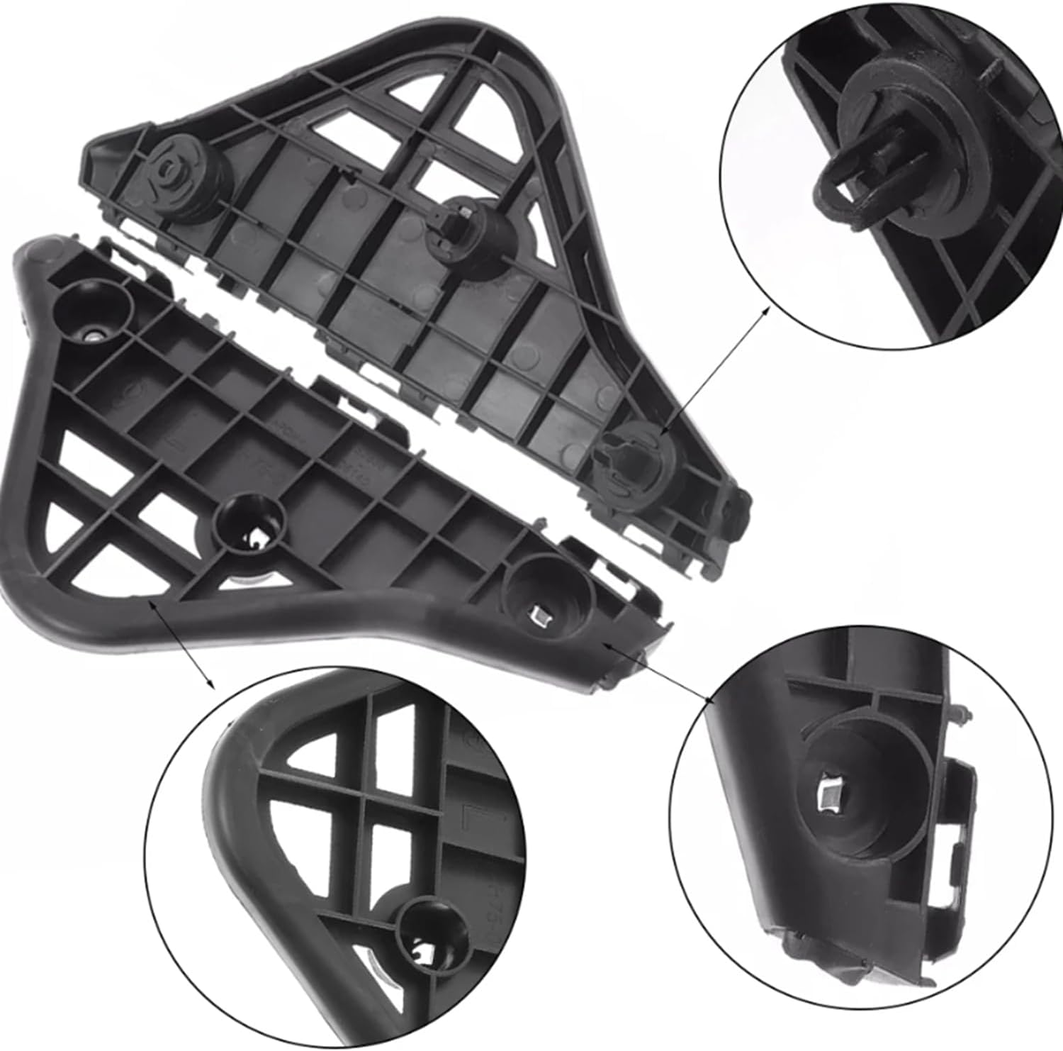 OE 52535-06150 & 52536-06140 Front Bumper Brackets Set - Exact Fit for Toyota Camry/Aurion 2012-2014, Impact-Resistant Black Plastic, Left+Right Energy-Absorbing Supports