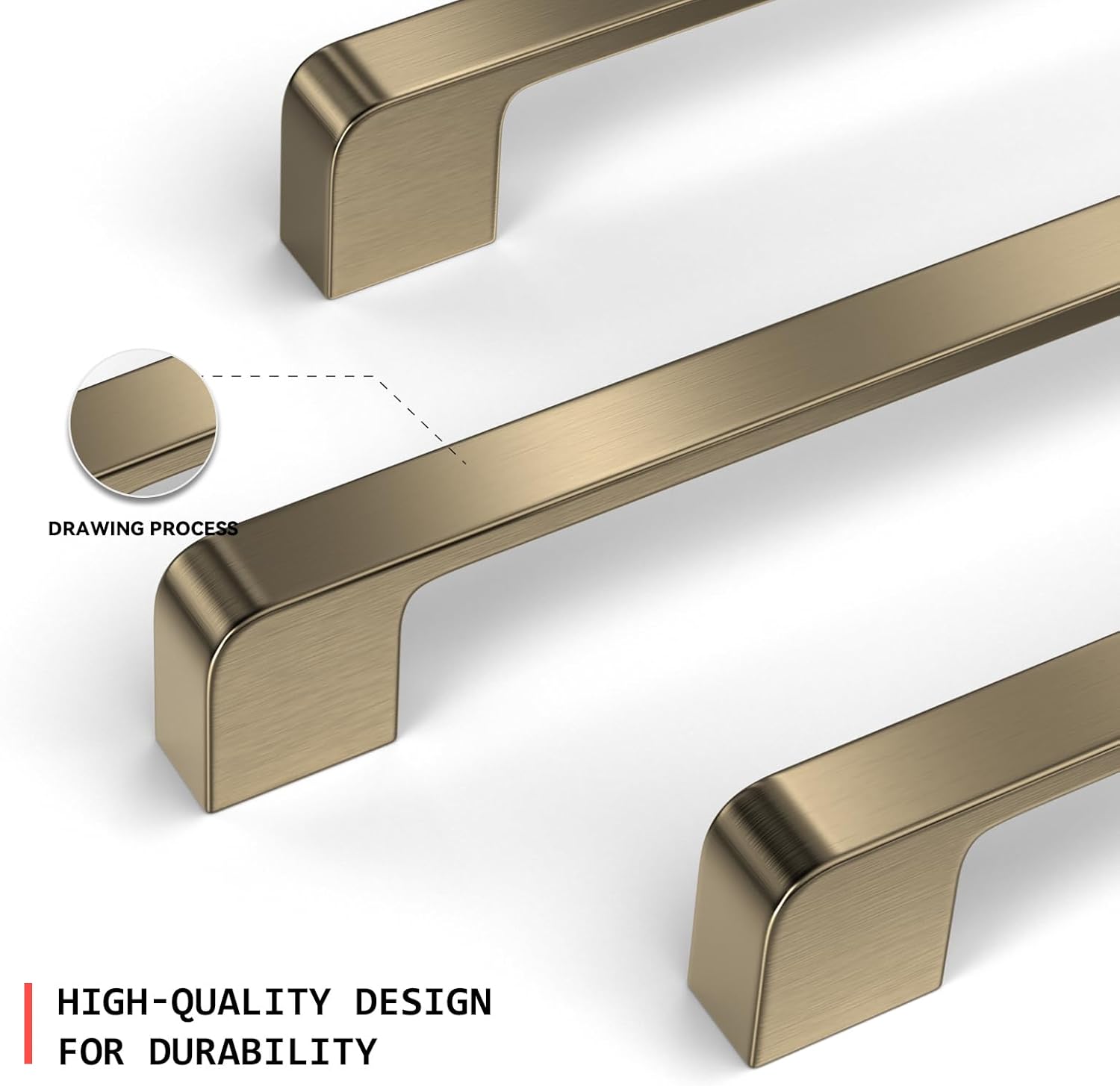 5 Pack Champagne Bronze Cabinet Pulls - 5 inch Brushed Bronze Handles for Kitchen & Dresser Drawers