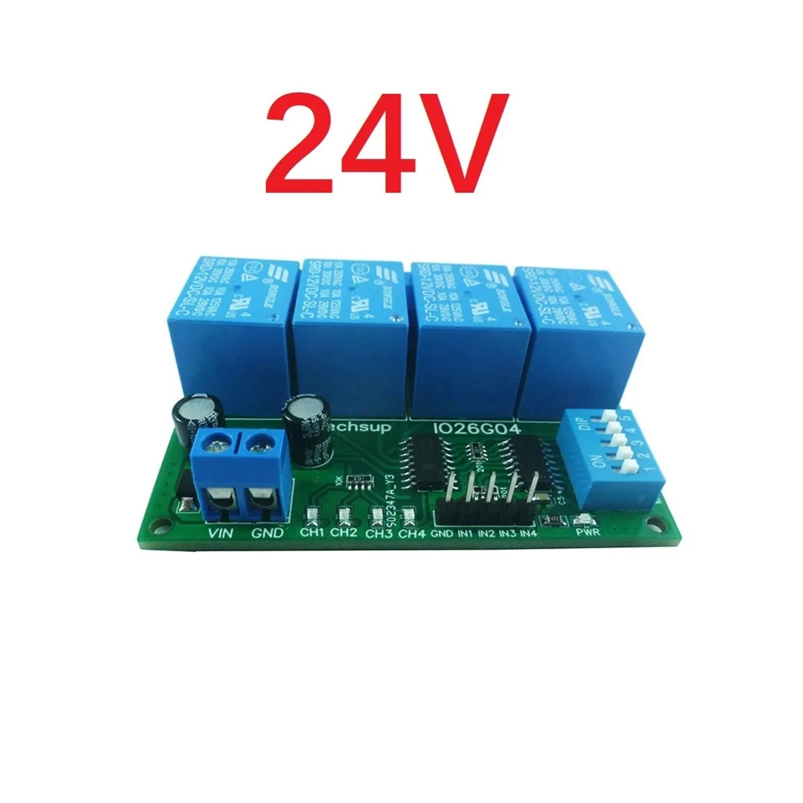 Modulo relè PLC Modulo relè ritardato a 4 canali Interruttore relè DIP DC 5V 12V 24V(24V)