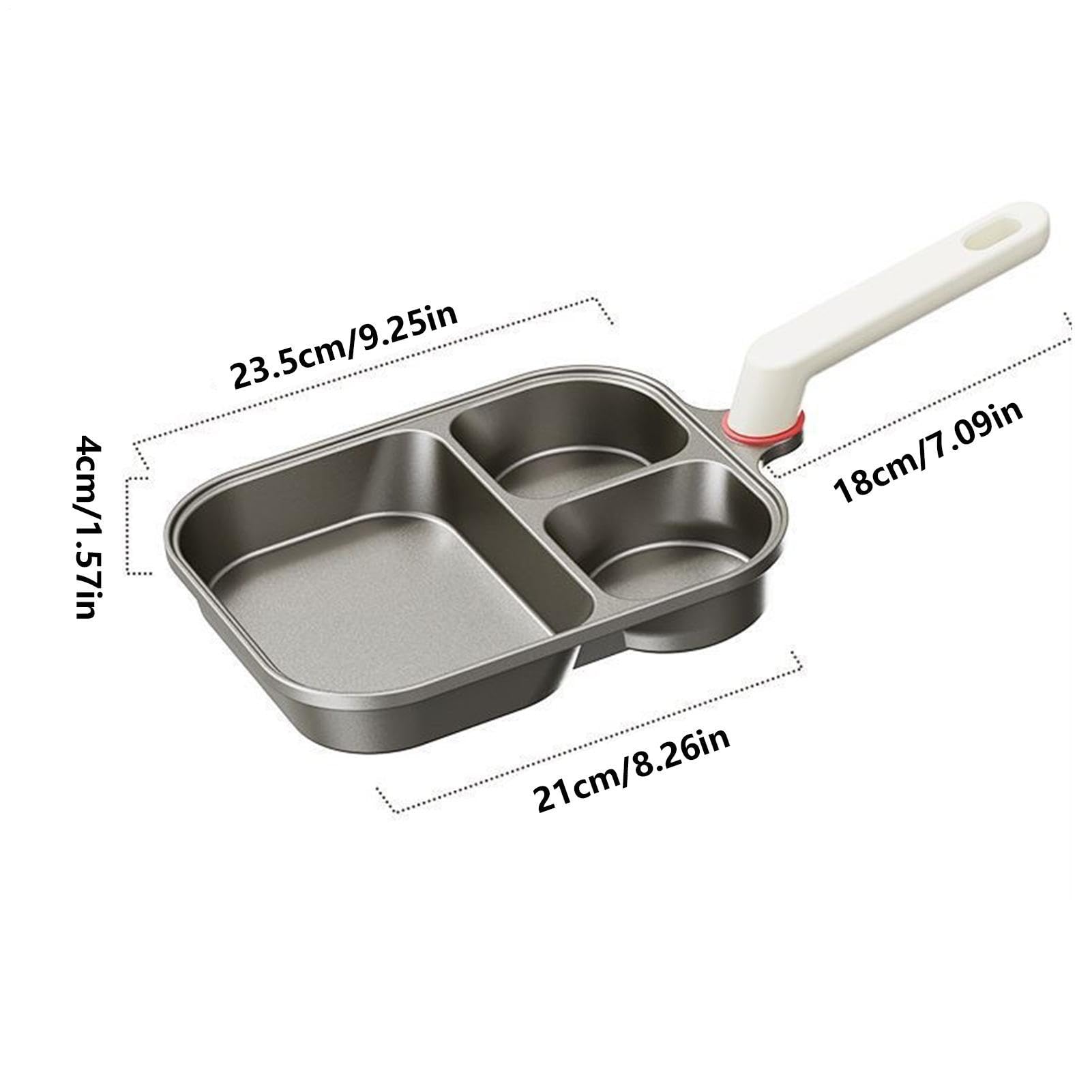 Tegamino per uova Padella colazione a 3 scomparti | Padelle in Titanio Antiaderente con Coperchio e Spatola in Silicone per Preparazione Pancetta Uova Pancake