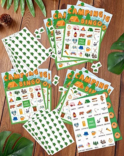 Mosailles Camping Bingo Game Outdoor Indoor Activities Hike Field Trip Supplies Party Favors Card Games For Adults 24 Players Family Fun #TOP1