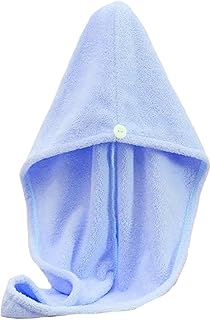 LCUVIMPEX Toallas de secado de pelo, toallas envolventes para el cabello, toalla turbante de baño de franela de poliéster, toalla absorbente de secado rápido, 22 x 62 cm, multicolor (azul)