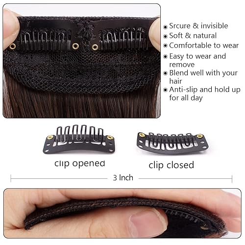 Miniatura 5 de RESERVEDAZZLE - 2 piezas de cabello corto y grueso de 4 pulgadas que añaden volumen extra para extensiones de cabello con clip, almohadillas para