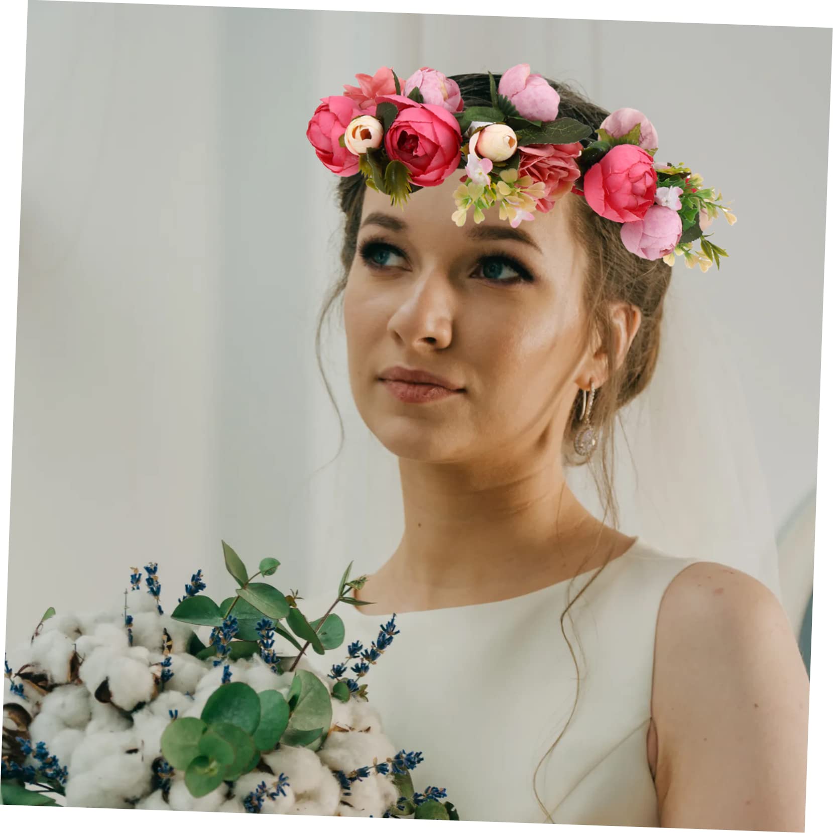 minkissy 3 piezas de de flores artificiales guirnalda floral encantadora diadema tocado simulada diadema guirnalda diadema guirnalda tocado accesorios para el cabello rosa