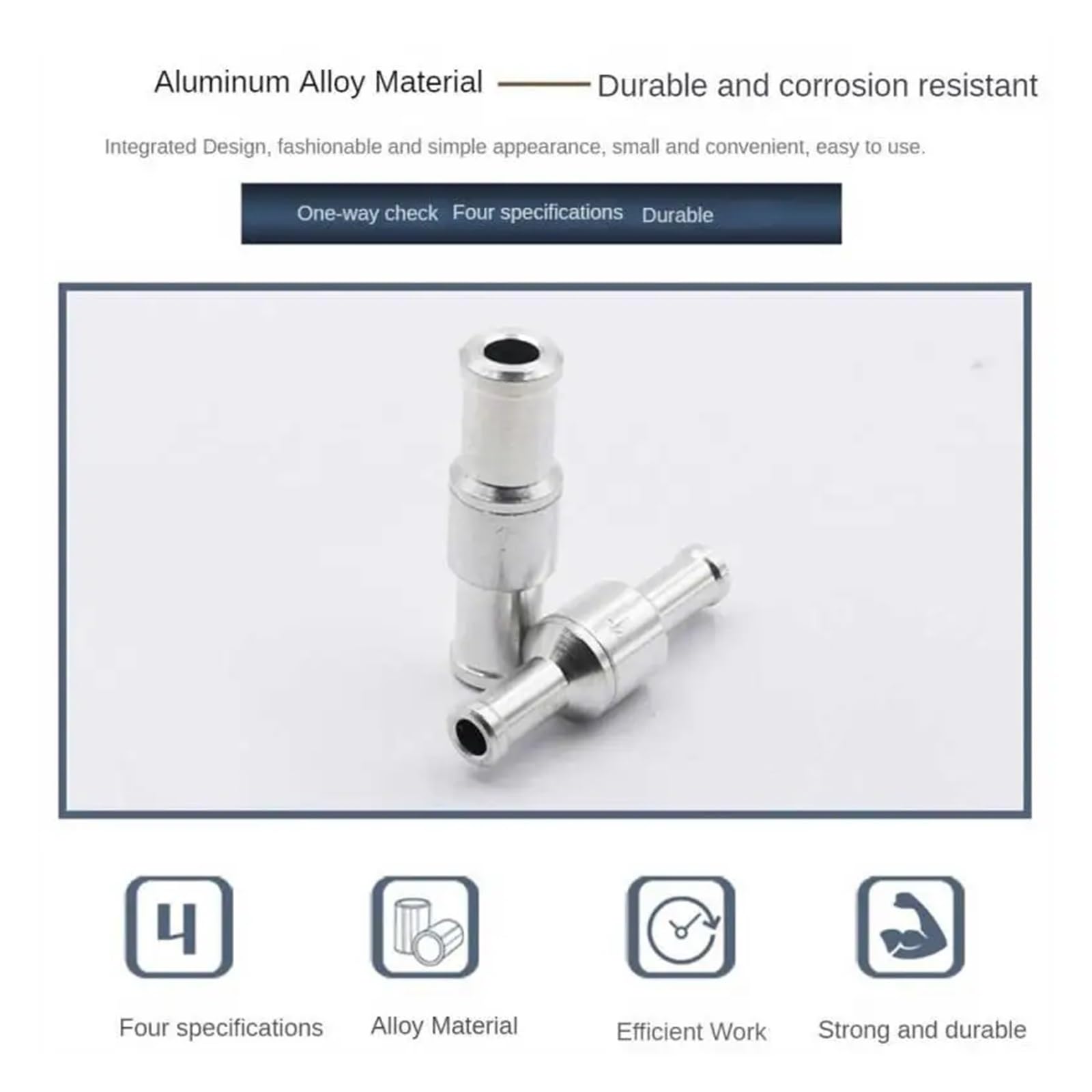 Zawór zwrotny paliwa, Stop aluminium, benzyna wysokotemperaturowa(8mm)