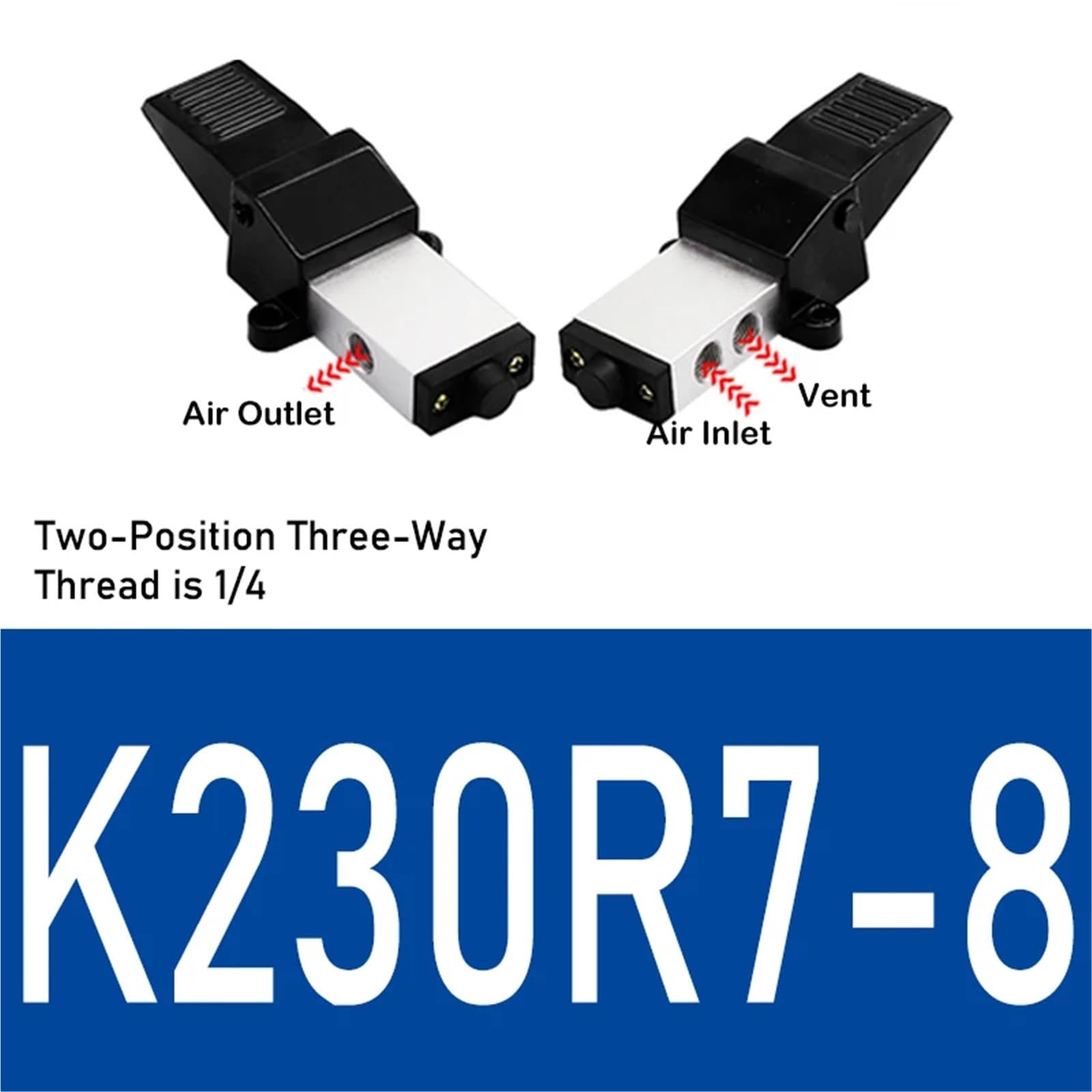 1 valvola a Pedale pneumatica a Due Posizioni, a Cinque Vie K25R7-8/15, a Due Posizioni, a Tre Vie K23R7-8 ST402/403, Interruttore a Pedale 1/4 3/8"(K230R7-8)