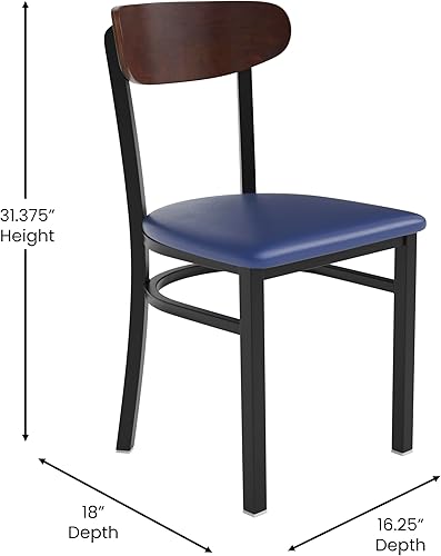 Miniatura 113 de Flash Furniture Wright - Silla de comedor de grado comercial, asiento de madera maciza con acabado de nogal y respaldo de boomerang, 500 libras de