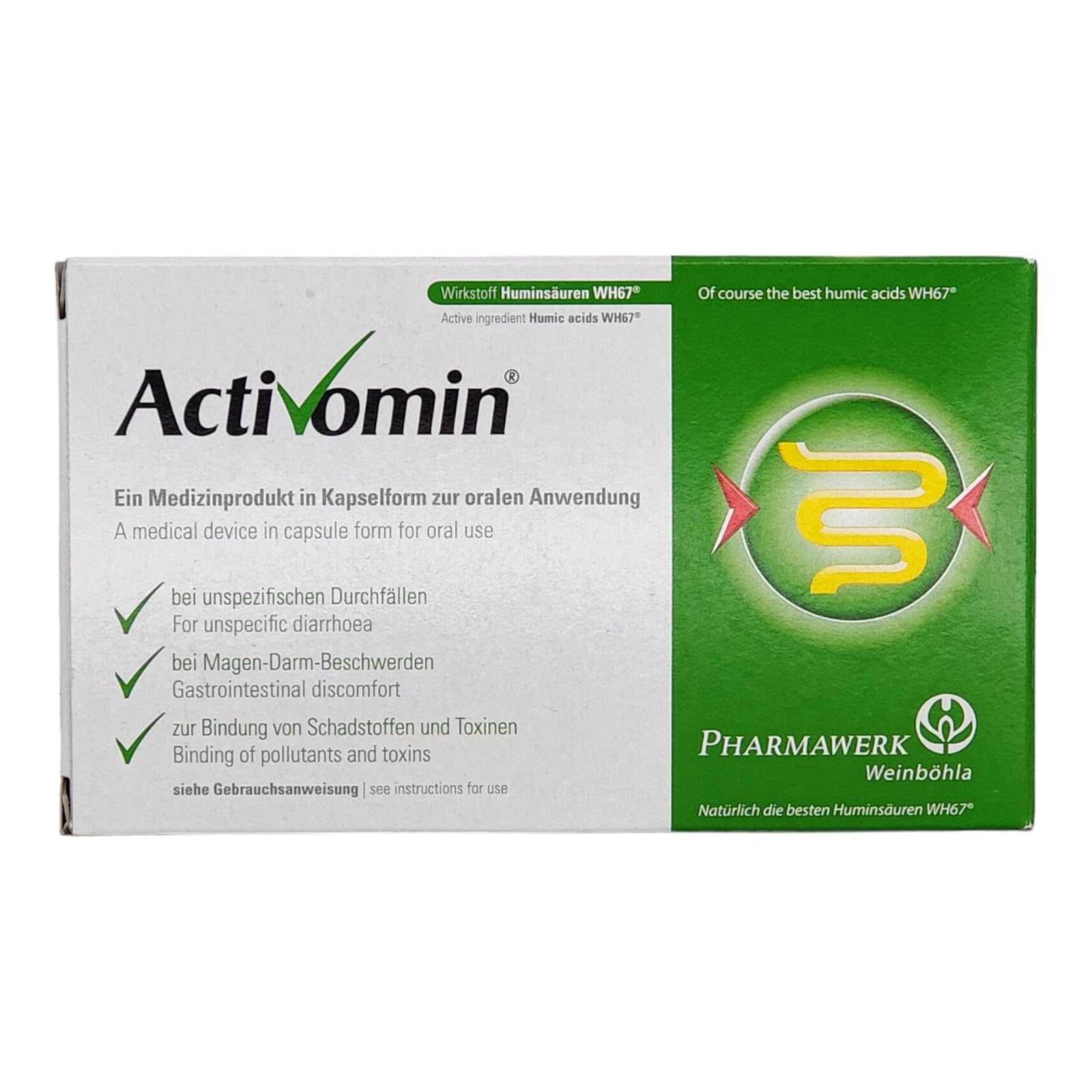 Activomin Kapseln 3x 60 Kapseln I bei Magen-Darm-Beschwerden I Stoffwechselstörung I natürliche Huminsäuren I Spar-Set plus Pharmaperle give-away