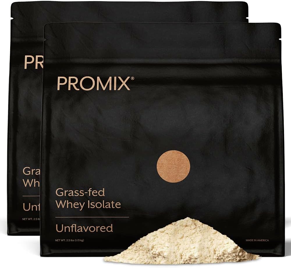 ProMix Nutrition Whey Protein Isolate Powder, Unflavored - Grass-Fed & 100% All Natural - ­Post Workout Fitness & Nutrition Shakes, Smoothies, Baking & Cooking Recipes - 2.5 Pound (Pack of 2)